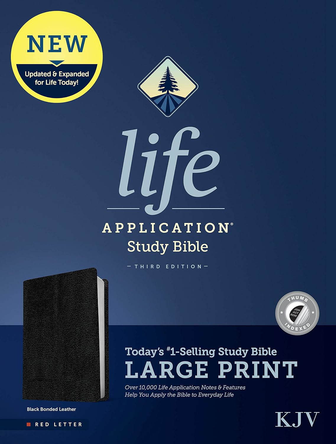 KJV Life Application Study Bible Large Print Bonded Leather Black Indexed